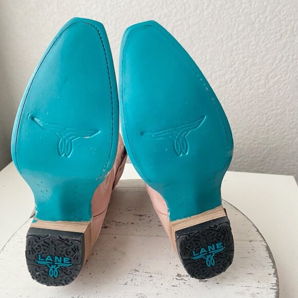 Lane LEXINGTON Womens Cowboy Bootie 5 Pink Western Cowgirl Short Ankle Boots - Picture 8 of 11